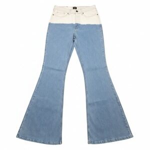 Lee High Rise Flare Jeans Women's‎ Size 29x33 Two Tone Blue White Crystal Clear